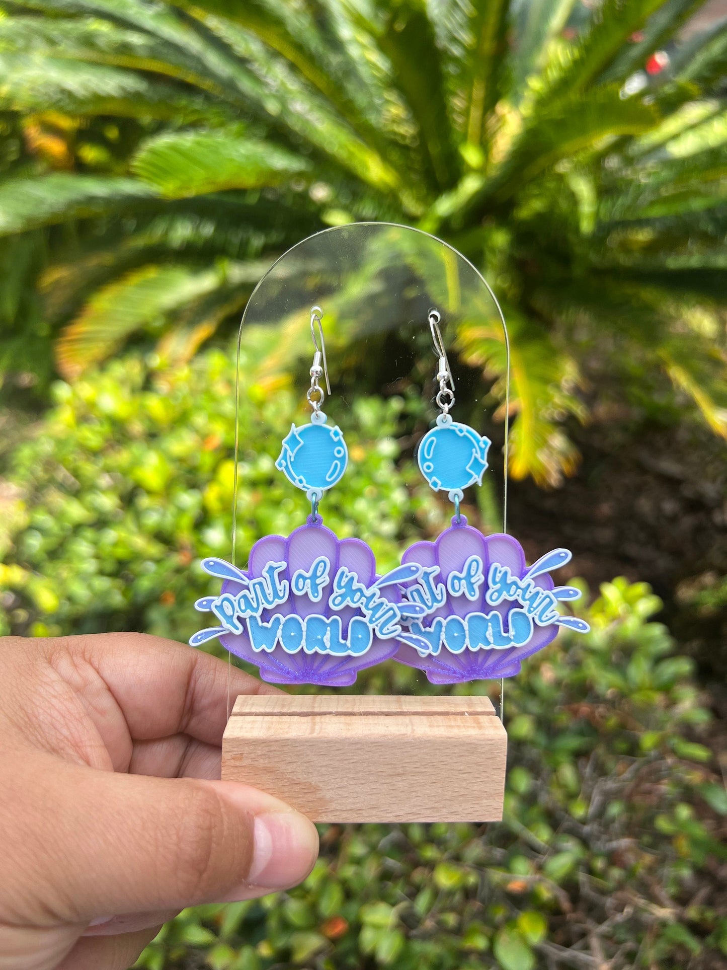 Little Mermaid Splash: Purple Seashell 3D Printed Earrings with Freshwater Pearls - Disney-inspired Jewelry