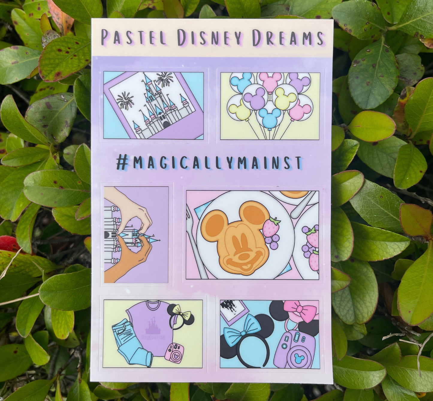 Pastel Disney Dreams Sticker Sheet | Planner Decorations for Disney Enthusiasts | Disney-Inspired Stickers