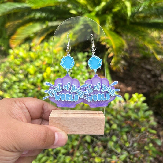 Little Mermaid Splash: Purple Seashell 3D Printed Earrings with Freshwater Pearls - Disney-inspired Jewelry