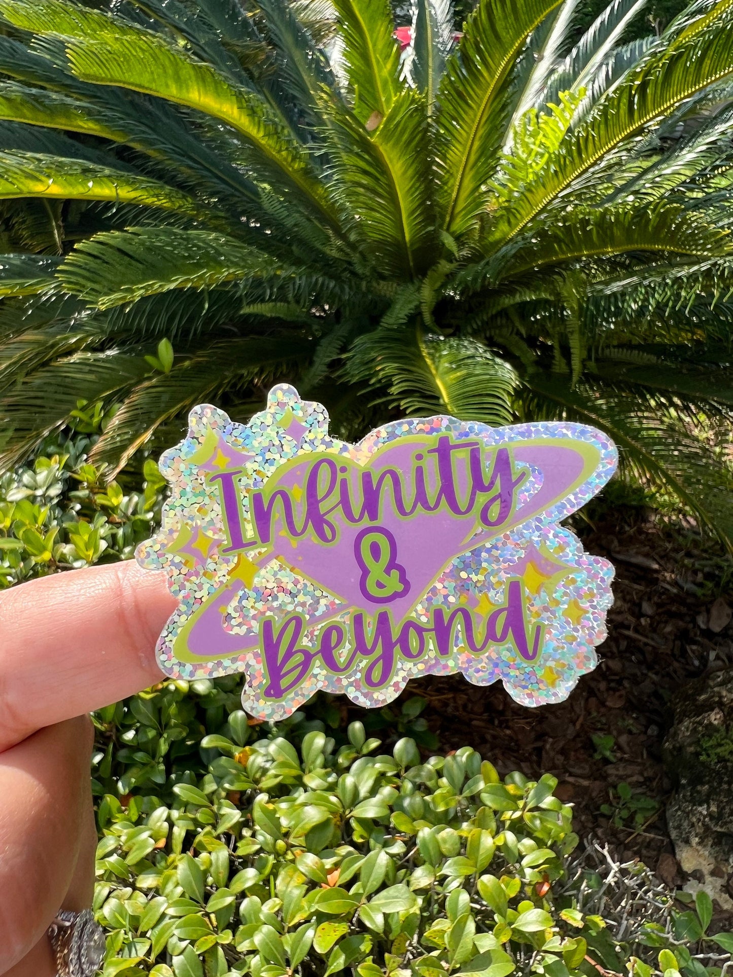 Infinity and Beyond Adventures: Buzz Lightyear Solar Planet Heart Glitter Sticker | Sparkling Disney Decal