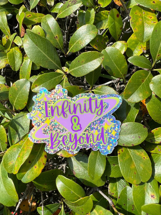 Infinity and Beyond Adventures: Buzz Lightyear Solar Planet Heart Glitter Sticker | Sparkling Disney Decal