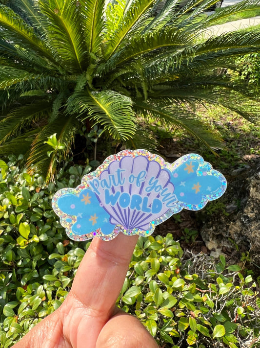 Under the Sea Glitter Sticker - Part of Your World - Shells and Waves - Disney-inspired Decal