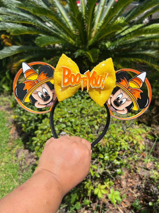 Candy Corn Minnie Ears Witch Magic: Boo to You Parade 3D Printed Minnie Ears for a Spooktacular Halloween || Deluxe
