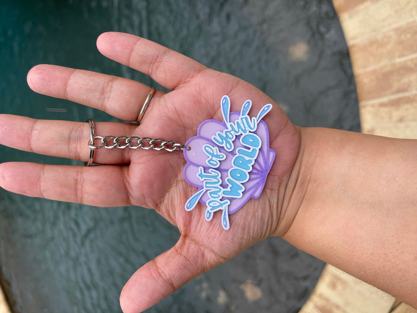 Little Mermaid Magical Mermaid Keychain - 3D Printed Ariel's Lavender Shell with 'Part of Your World