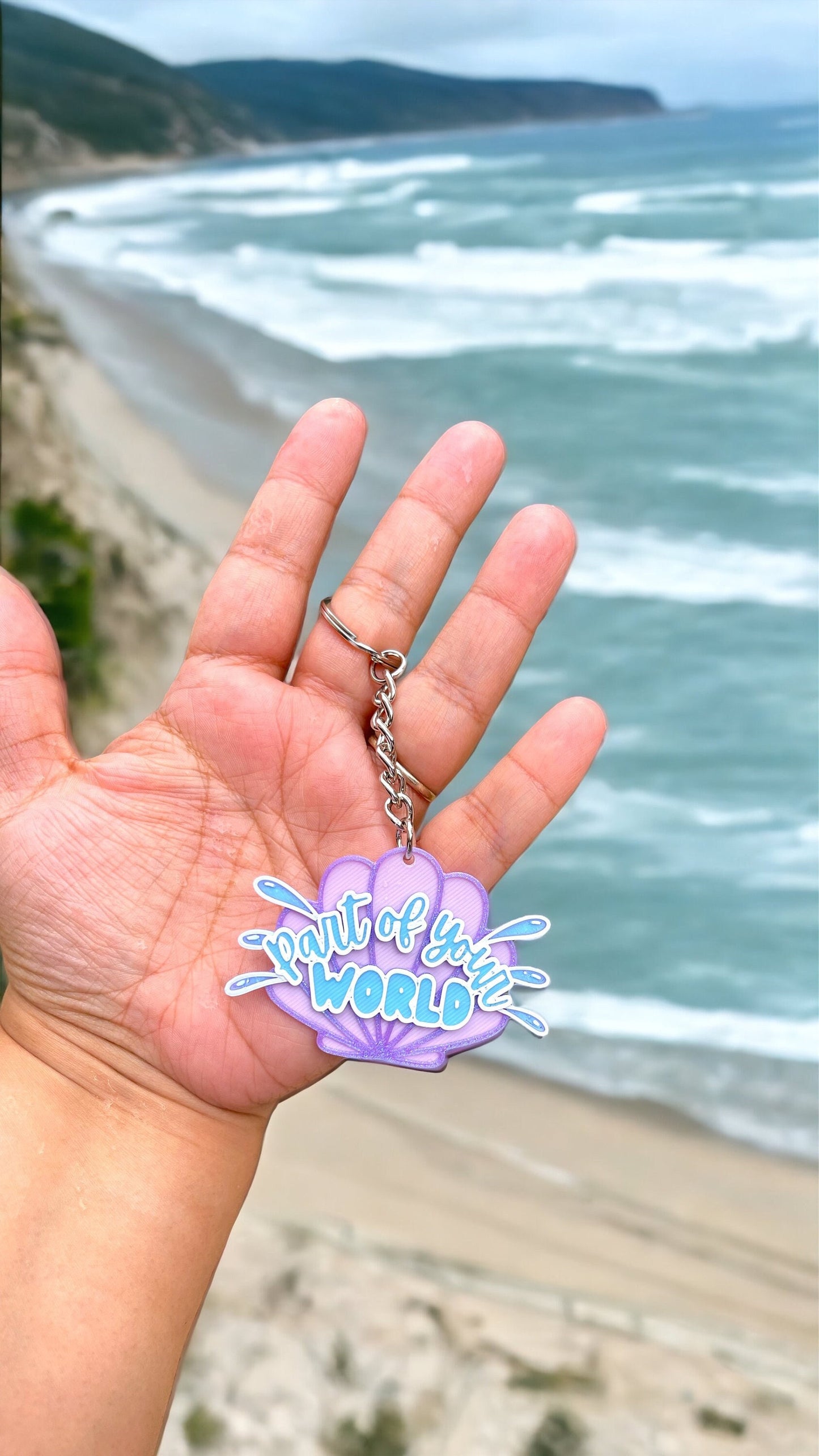 Little Mermaid Magical Mermaid Keychain - 3D Printed Ariel's Lavender Shell with 'Part of Your World