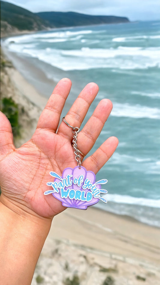 Little Mermaid Magical Mermaid Keychain - 3D Printed Ariel's Lavender Shell with 'Part of Your World