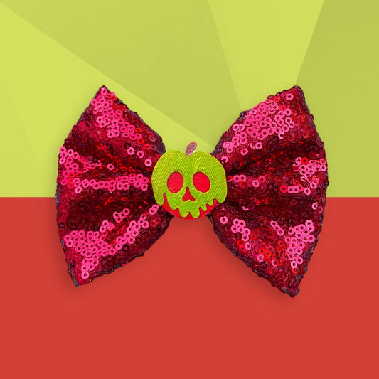 Snow White Spellbound: Red Sequin Hair Bow with Poison Apple | Disney Inspired | Handmade Hair Accessory