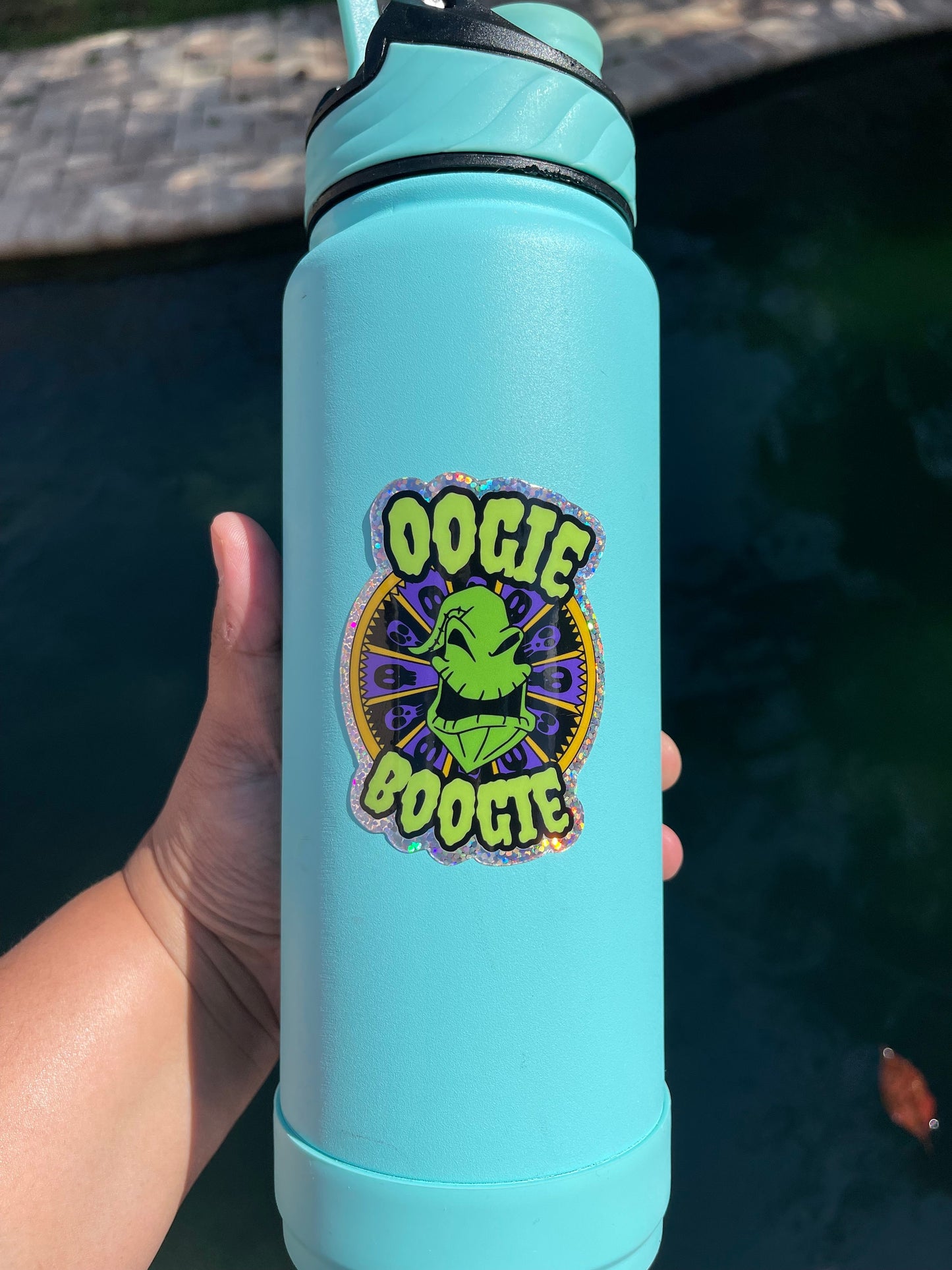 Oogie Boogie Wheel of Misfortune Sticker | Nightmare Before Christmas Decal | Vibrant Disney Villain Art | Green Dripping Lettering Design