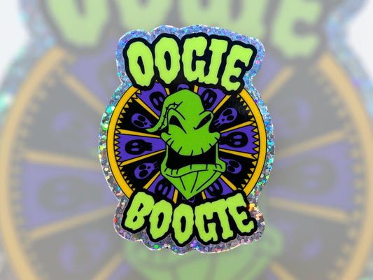 Oogie Boogie Wheel of Misfortune Sticker | Nightmare Before Christmas Decal | Vibrant Disney Villain Art | Green Dripping Lettering Design