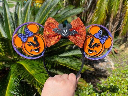 Pumpkin Minnie Ear Patch Perfection: Minnie Pumpkin Halloween Minnie Ear | Disney Inspired Accessory