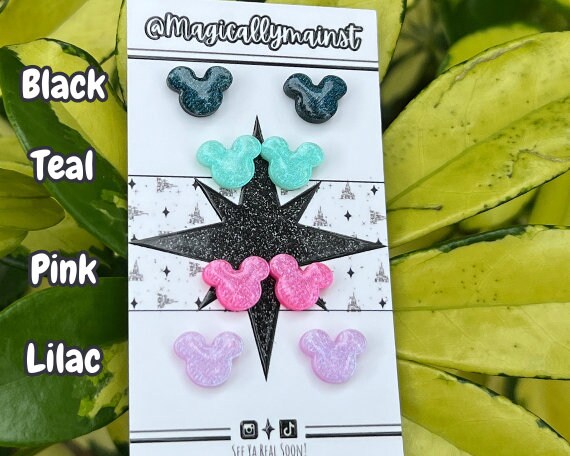 Disney Mickey Glitter Stud Single Earrings Set - Disney Inspired Earrings | Hypoallergenic