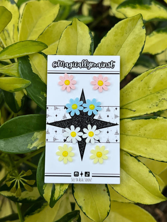 Spring Daisy Mickey Earrings - Pastel Floral Disney-Inspired Studs | Hypoallergenic