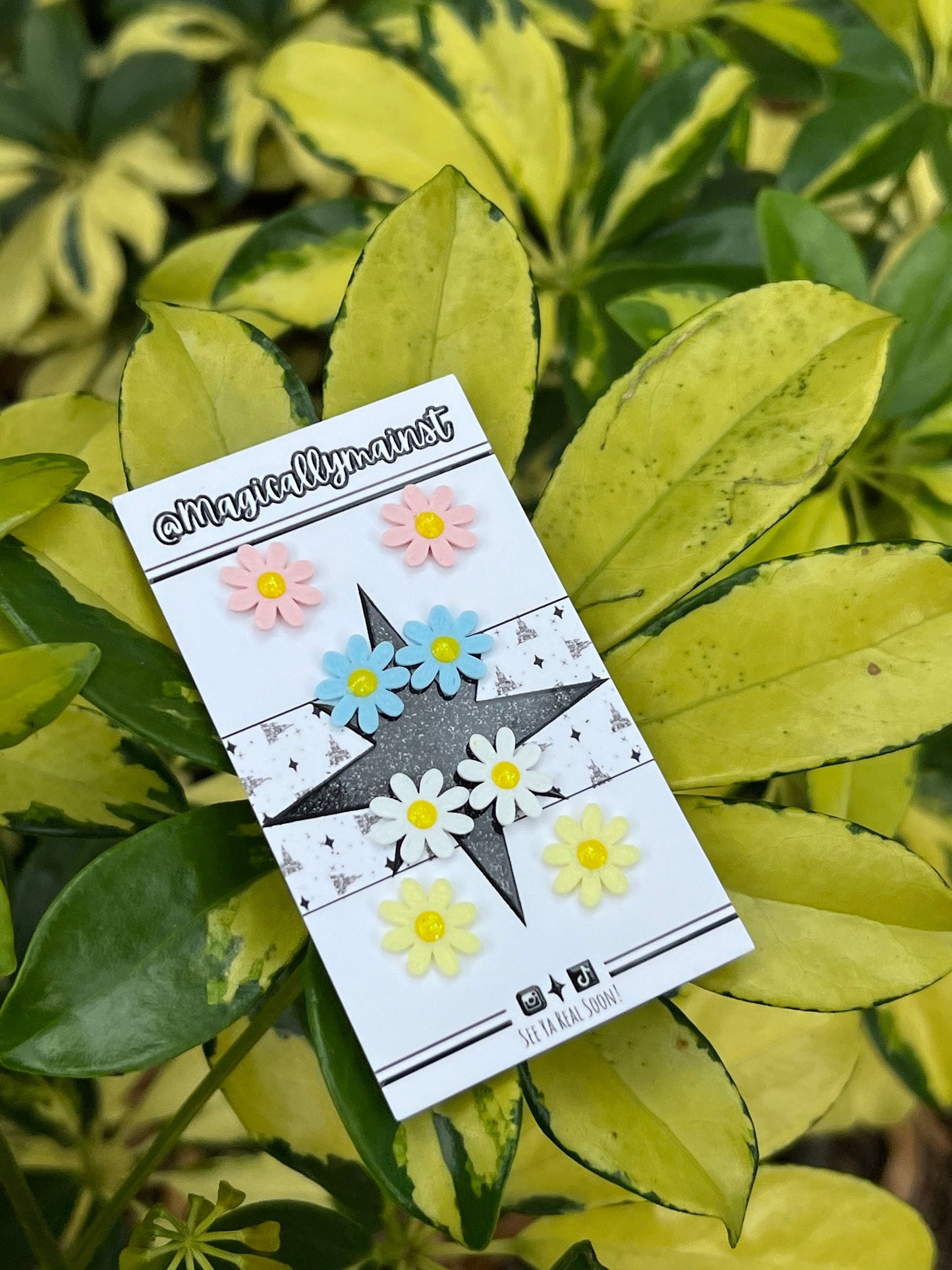 Spring Daisy Mickey Earrings - Pastel Floral Disney-Inspired Studs | Hypoallergenic