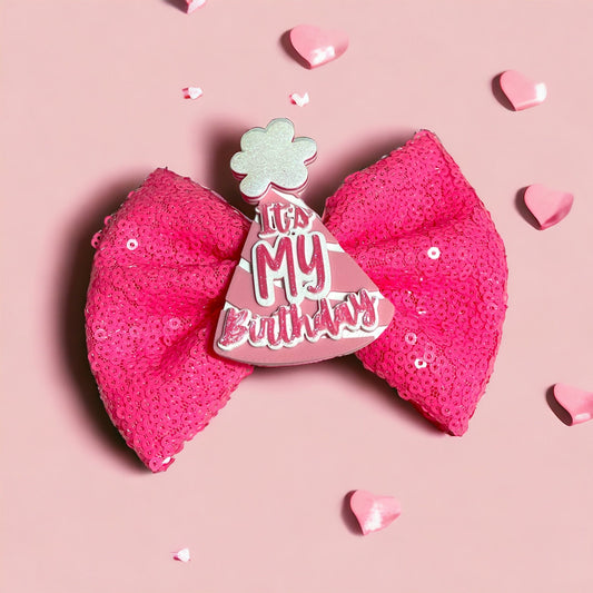 Customizable Sequin Birthday Bow - Personalized 'It's My Birthday' Disney Hair Accessory