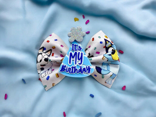 Bluey Birthday Hair Bow - Kids' Party Hair Accessory with 'It's My Birthday' Middle | Disney Inspired | Handmade Hair Accessory