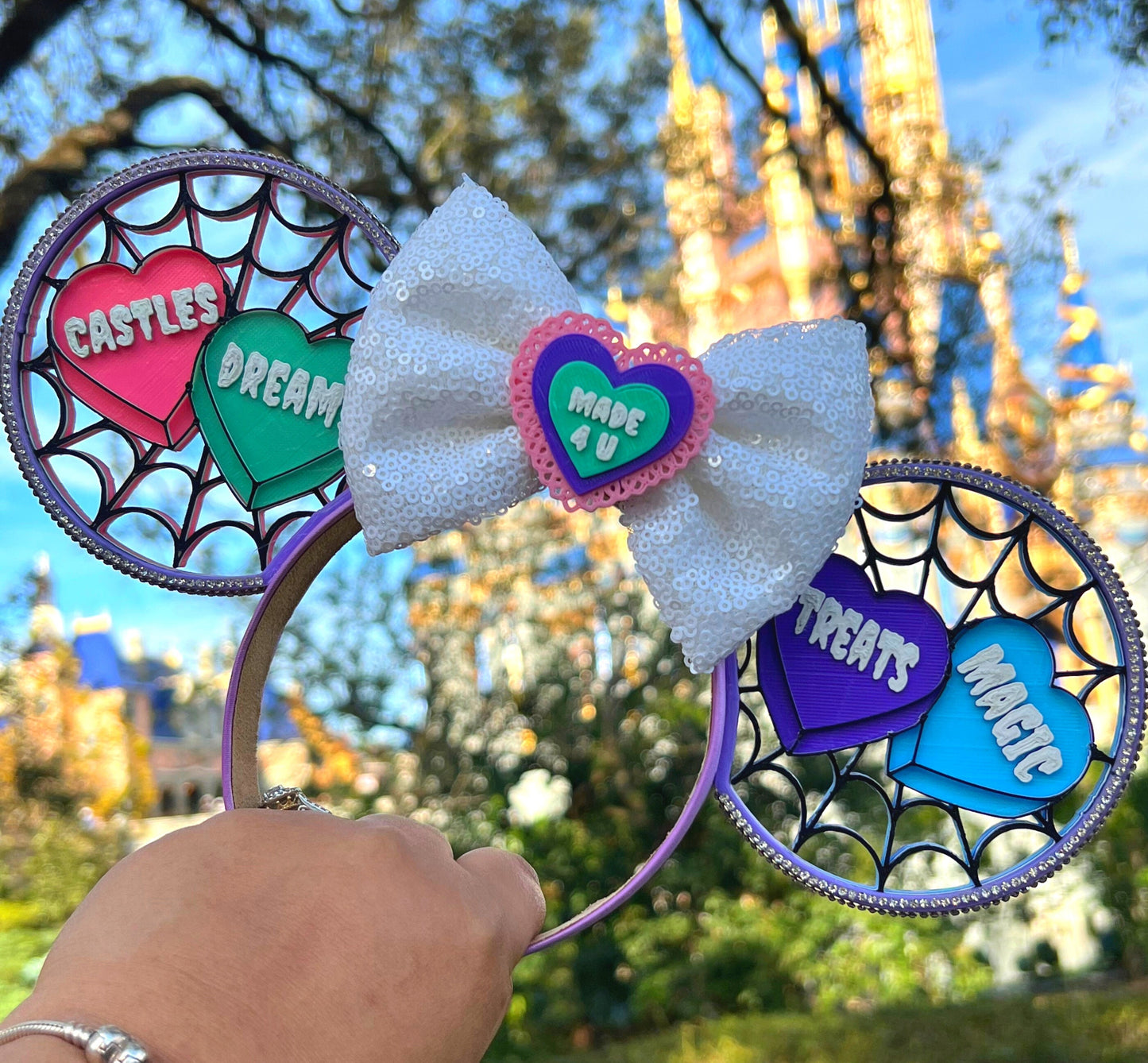 Halloween Candy Hearts 3D Minnie Ears Made4U || Pastel Goth Inspired || 3D Printed || Mouse Ears || Mickey Ears || Minnie Ears