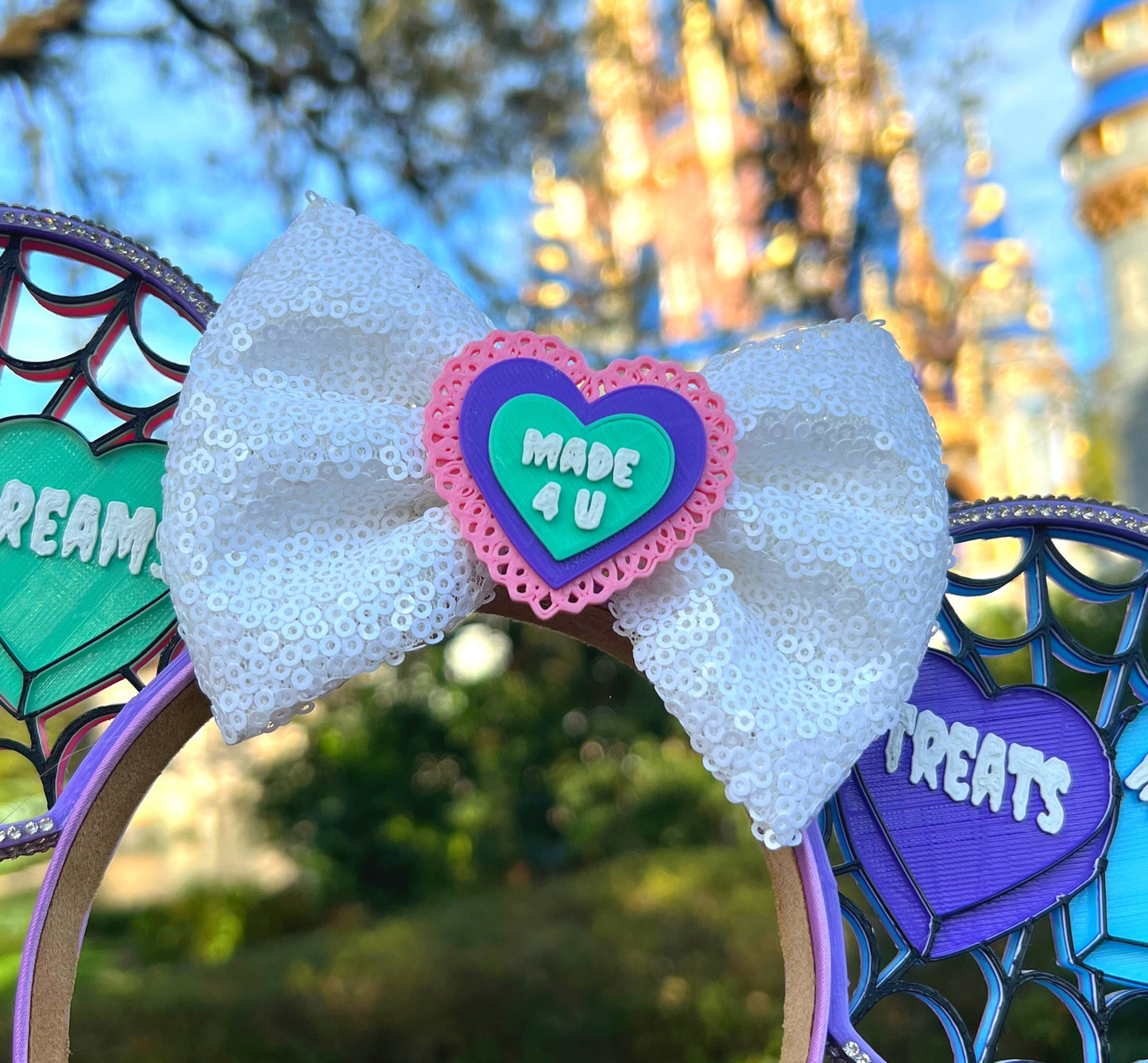 Halloween Candy Hearts 3D Minnie Ears Made4U || Pastel Goth Inspired || 3D Printed || Mouse Ears || Mickey Ears || Minnie Ears