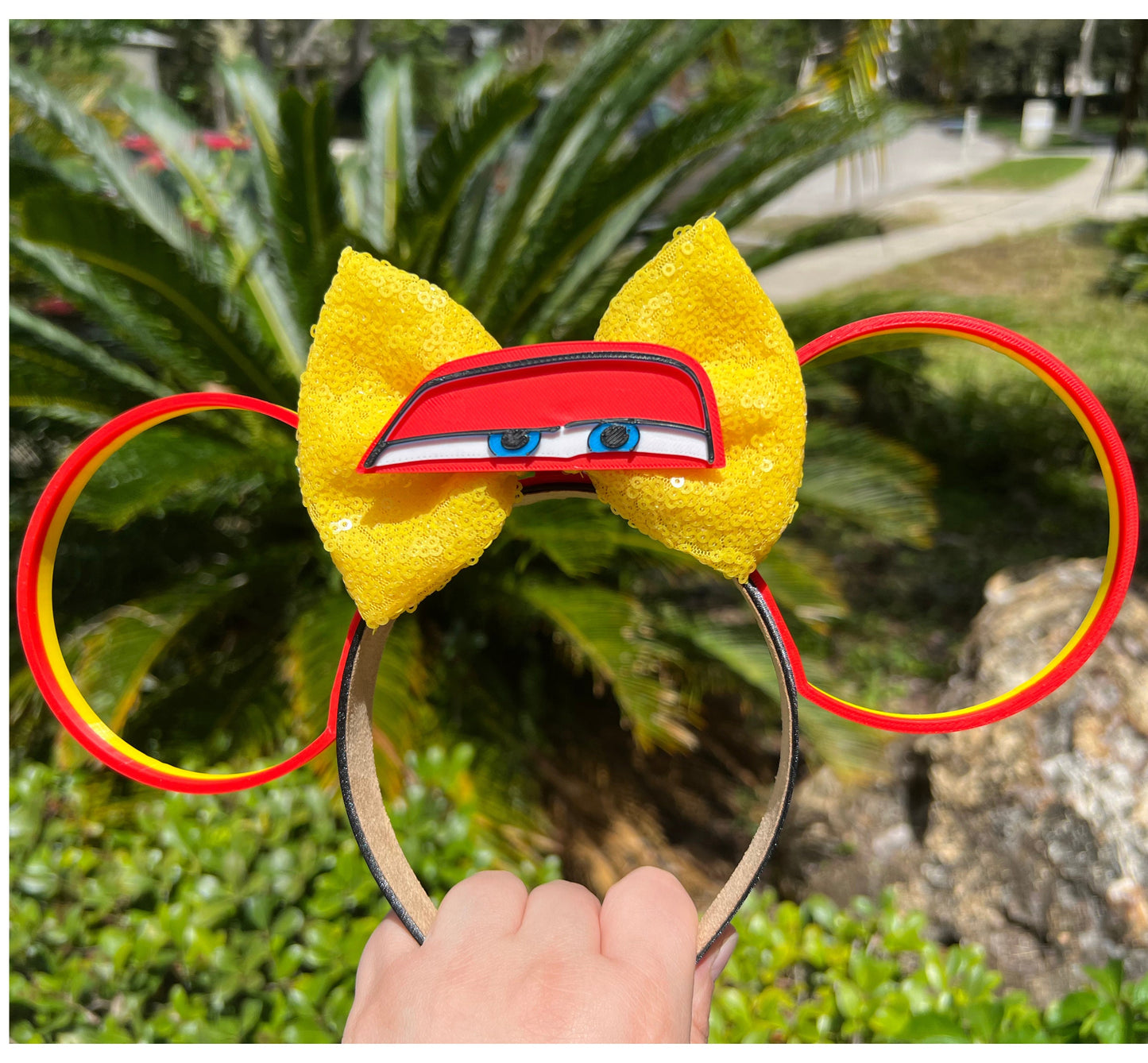 Disney Cars || Lightening McQueen Inspired || 3D Printed || Mouse Ears || Mens Mickey Ears || Women's Minnie Ears || Standard || Unisex